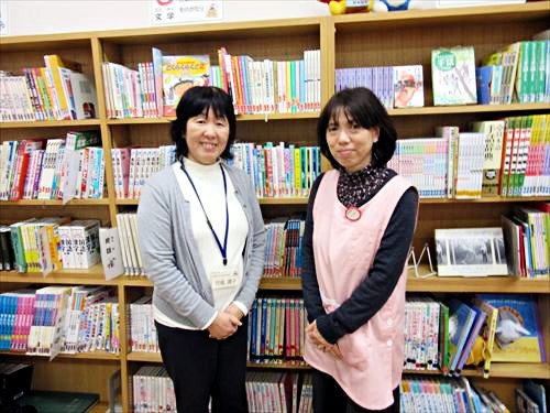 鳥取大学付属特別支援学校　司書教諭児島さんと学校司書入川さん